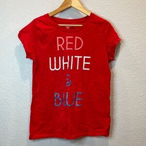 Celebrate! Patriotic Red White & Blue Graphic T Shirt Size Girls XL 16-18